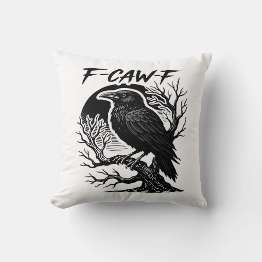 カラス F-Caw-F ゴシック ユーモア ジョーク クッション (正面)