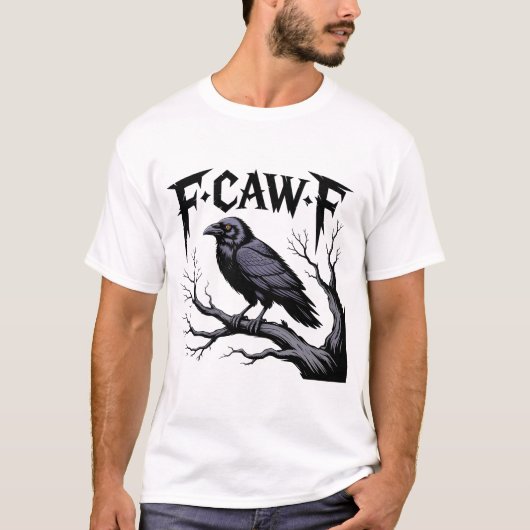 カラス f-caw-f ドクロ 怖可愛い鳥 tシャツ (正面)
