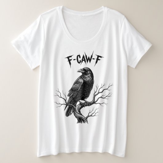 カラス - F-Caw-F プラスサイズTシャツ (デザイン正面)