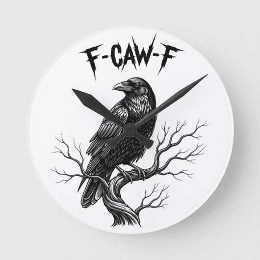 カラス - F-Caw-F ラウンド壁時計 (正面)