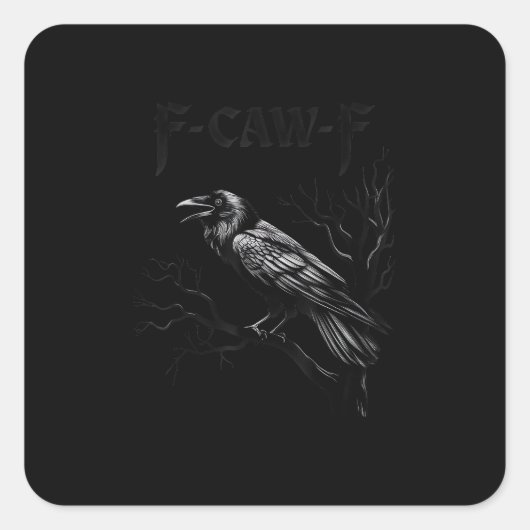 カラス、F-Caw-F レトロな鳥のデザイン スクエアシール (正面)