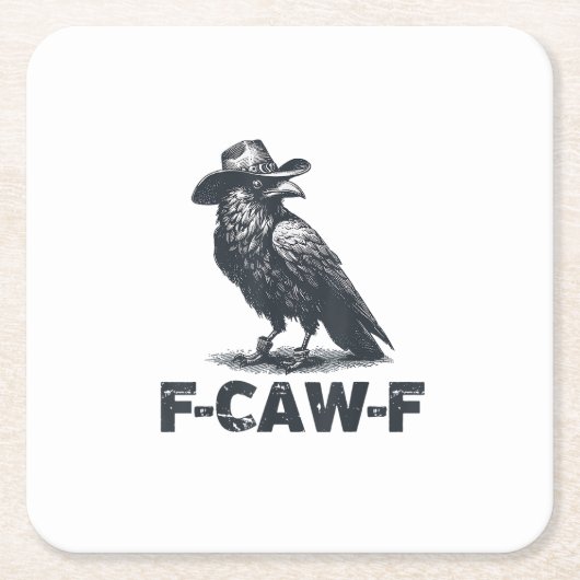 カラス F-Caw-F レトロ カラス 愛好家 スクエアペーパーコースター (正面)