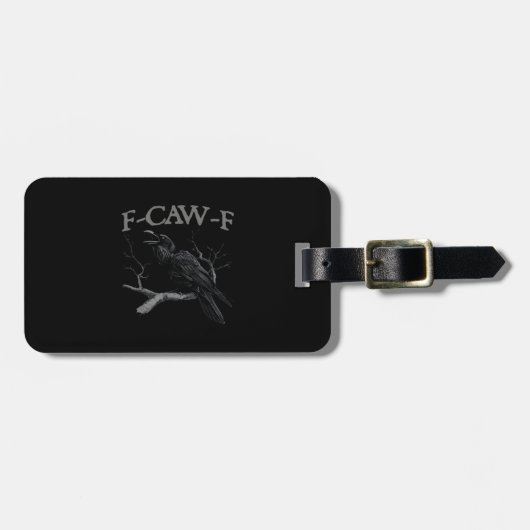 カラス、F-Caw-F 面白い鳥のクラシックビンテージスタイル ラゲッジタグ (正面横)