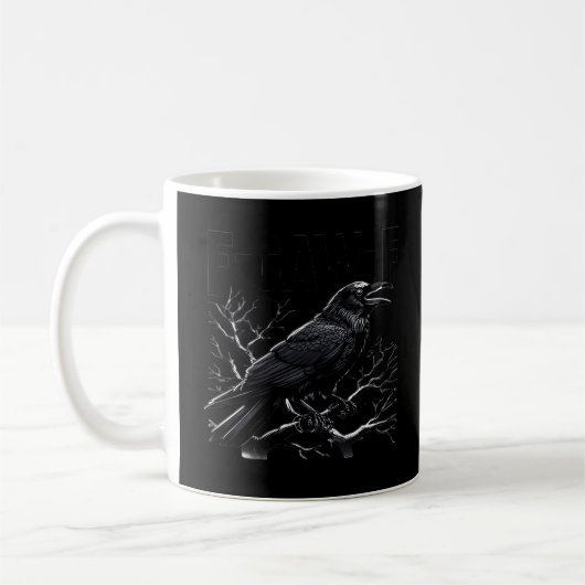 カラス、F-Caw-F 面白い鳥のミニマルデザイン コーヒーマグカップ (左)