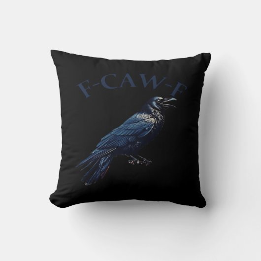 カラス、F-Caw-F 面白い鳥の創造的なカジュアル クッション (正面)
