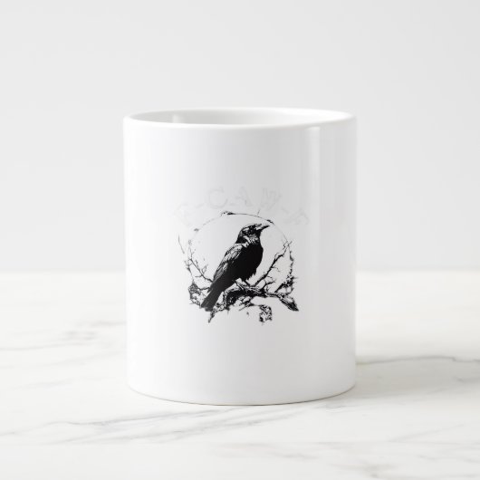 カラス、F-Caw-F 面白い鳥 おもしろい トレンディー ジャンボコーヒーマグカップ (正面)