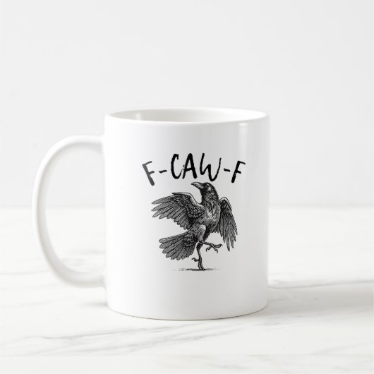 カラス、F-Caw-F 面白い鳥 コーヒーマグカップ (左)