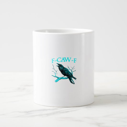 カラス F-Caw-F 面白い鳥 レトロ ジャンボコーヒーマグカップ (正面)