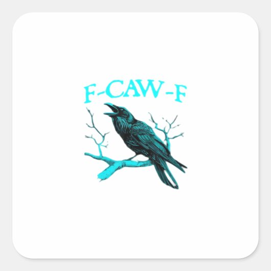 カラス F-Caw-F 面白い鳥 レトロ スクエアシール (正面)
