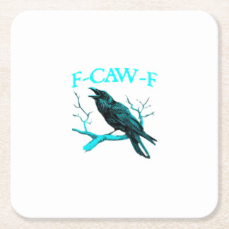 カラス F-Caw-F 面白い鳥 レトロ スクエアペーパーコースター