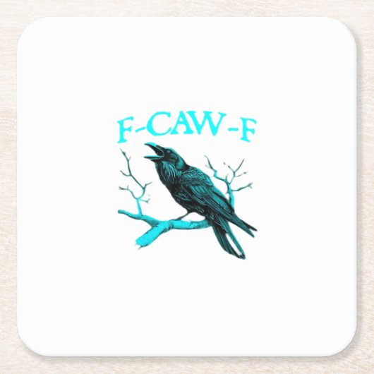 カラス F-Caw-F 面白い鳥 レトロ スクエアペーパーコースター (正面)