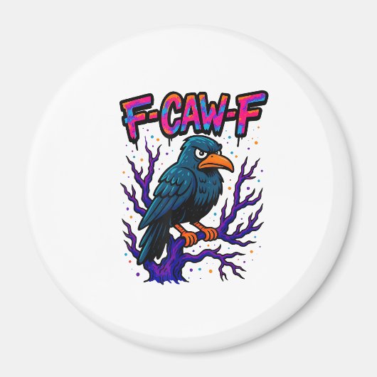 カラス、F-Caw-F 面白い鳥 月 ゴシック 大人のユーモア M マグネット (正面)