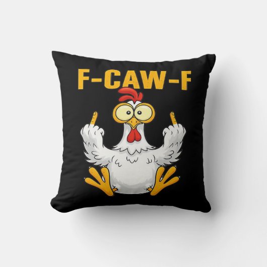 カラス F-Caw-F 面白い ユーモア ゴシック クッション (正面)