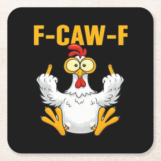 カラス F-Caw-F 面白い ユーモア ゴシック スクエアペーパーコースター (正面)