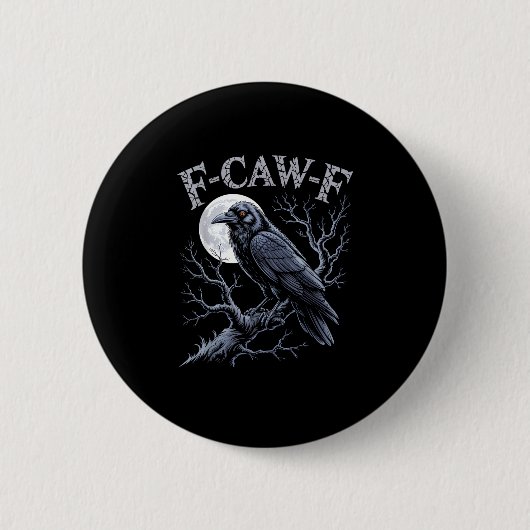 カラス F-Caw-F 面白い 鳥 月 ゴシック 大人 ユーモア レトロ 缶バッジ (正面)