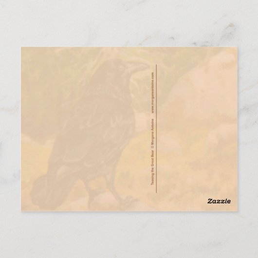 カラスRavenからかわれるグリズリーベア野生動物のはがき ポストカード (裏面)