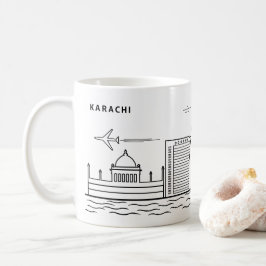 カラチの線画 コーヒーマグカップ