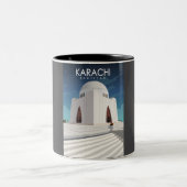 カラチパキスタンヴィンテージミニマルレトロ旅行先 ツートーンマグカップ (中央)