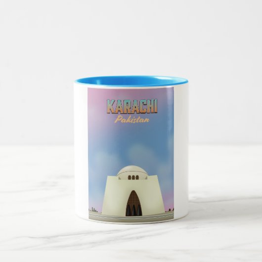 カラチ・パキスタン旅行ポスター ツートーンマグカップ (中央)