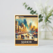 カラチ(パキスタン) |ヴィンテージ絵画ー ポストカード (スタンド正面)