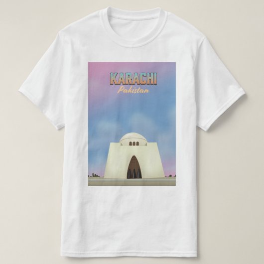 カラチ パキスタン 旅行ポスター Tシャツ (デザイン正面)