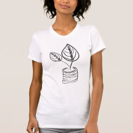カラテアの植物のシンプルなボタニカルアート Tシャツ