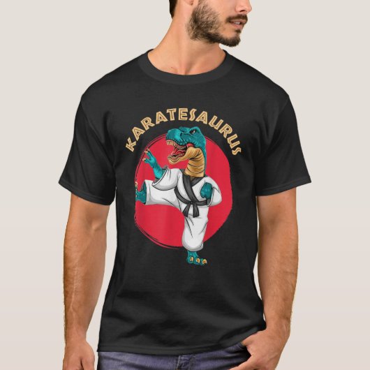カラテサウルスおもしろい空手恐竜 Tシャツ (正面)