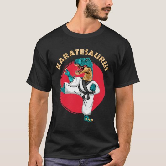 カラテサウルスおもしろい空手恐竜 Tシャツ (正面)