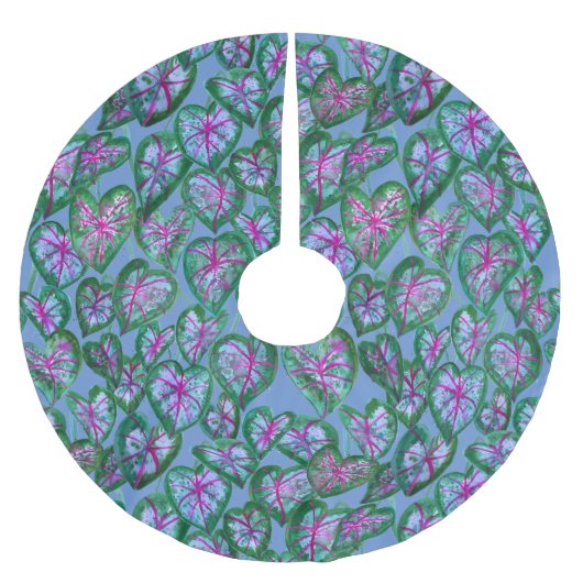 カラデカラフルィウムピンクグリーンパープル葉 ブラッシュドポリエステルツリースカート (正面)