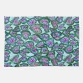 カラデカラフルィウム水の色葉のピンクグリーン キッチンタオル (横)