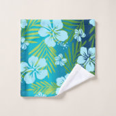 カラニ絞り染めブレンドトロピカルハイビスカスティール（緑がかった色） バスタオルセット (ウォッシュタオル)