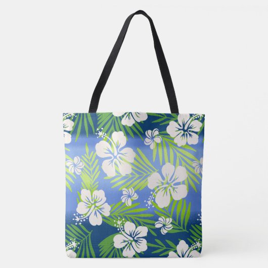 カラニ絞り染めブレンドトロピカルハイビスカスブルー トートバッグ (正面)