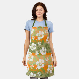 カラニ絞り染めブレンドトロピカルハイビスカス – オレンジ エプロン