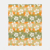 カラニ絞り染めブレンドトロピカルハイビスカス – オレンジ フリースブランケット (正面)