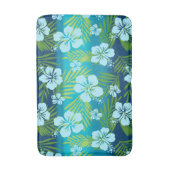 カラニ絞り染めブレンドトロピカルハイビスカス – ティール(緑がかった色) バスマット (正面縦)