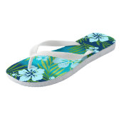 カラニ絞り染めブレンドトロピカルハイビスカス – ティール（緑がかった色） ビーチサンダル (アングル)