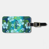 カラニ絞り染めブレンドトロピカルハイビスカス – ティール（緑がかった色） ラゲッジタグ (正面横)