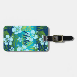 カラニ絞り染めブレンドトロピカルハイビスカス – ティール（緑がかった色） ラゲッジタグ