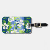 カラニ絞り染めブレンドトロピカルハイビスカス – ブルー ラゲッジタグ (正面横)