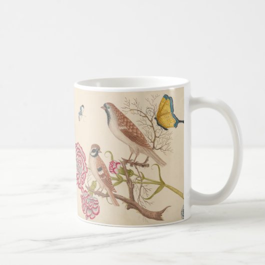 カラネシと蝶の茶色の鳥 コーヒーマグカップ (右)