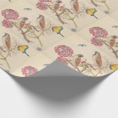 カラネシと蝶の茶色の鳥 ラッピングペーパー (角)