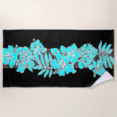 カラハオハワイアンハイビスカスフローラタパトゥルク ビーチタオル (正面)