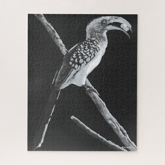 カラハリ動物，イエローバードホルンビル ジグソーパズル (縦)