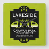 カラバンキャンプサイトプロモーション スクエア壁時計 (正面)