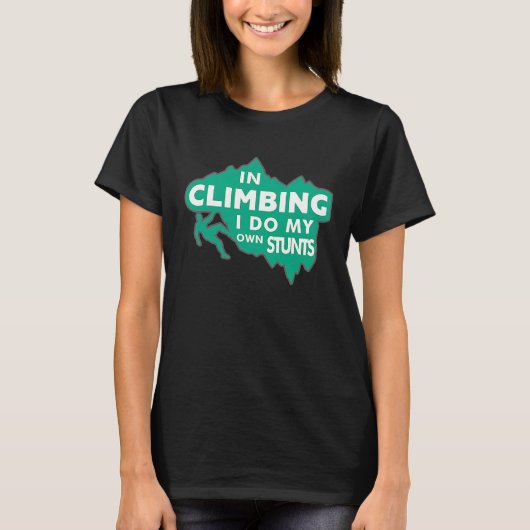 カラビナー登山登山自分のスタントをする Tシャツ (正面)