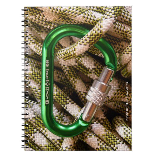 カラビナ及び登山ロープ手帳 ノートブック (正面)