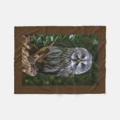 カラフトフクロウの写真肉食鳥 フリースブランケット (正面(横))