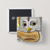 カラフトフクロウのHornluteボタン 缶バッジ (正面&裏面)