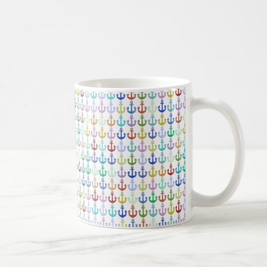 カラフルいかり模様ネイビーデザイン コーヒーマグカップ (右)