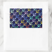 カラフルいかり模様ネイビーデザイン 長方形シール (バッグ)